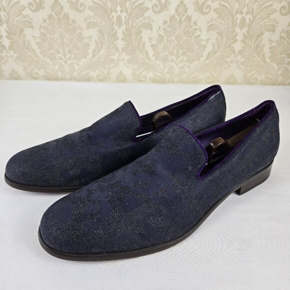 Robert Graham PRINCE Denim Slip On Loafers Purple Edging Size 11.5 Narrow Fit - Picture 1 of 14